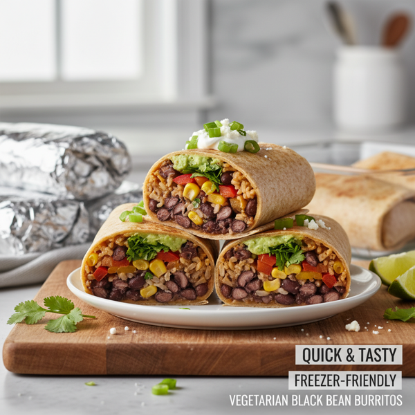 Quick and Tasty Freezer-Friendly Vegetarian Black Bean Burritos recipe