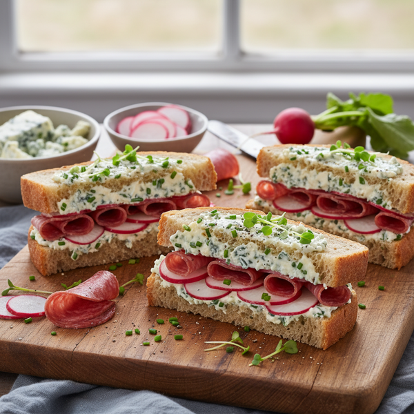 Radish & Blue Cheese Delight Sandwiches with Salami recipe