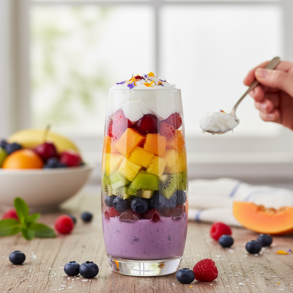 Rainbow Fruity Parfait Delight recipe