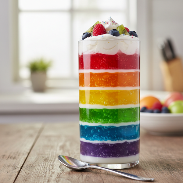Rainbow Layered Gelatin Dessert recipe