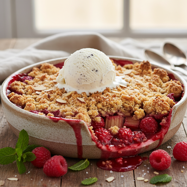 Raspberry-Rhubarb Crumble Delight recipe