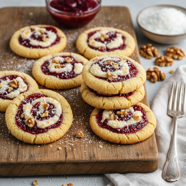 Raspberry Coconut Walnut Swirl Cookies recipe