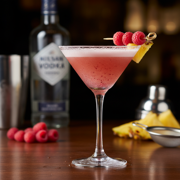 Raspberry Pineapple Vodka Martini recipe