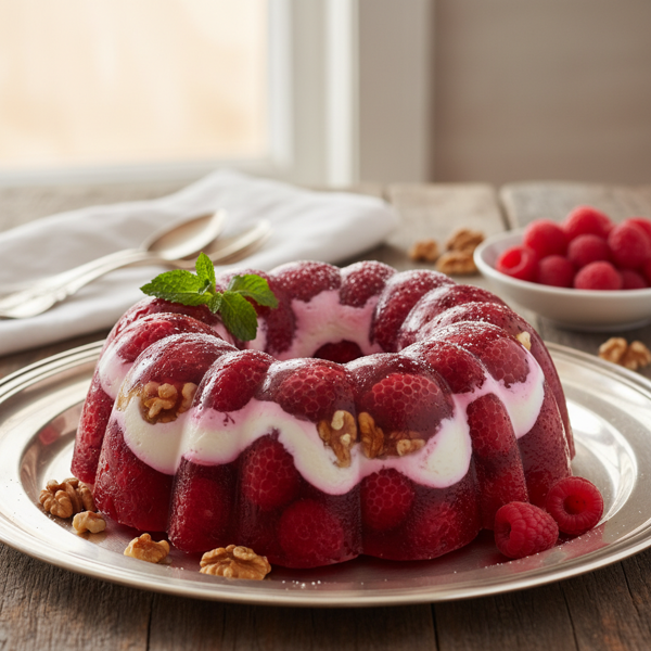 Raspberry Walnut Delight Jello Mold recipe