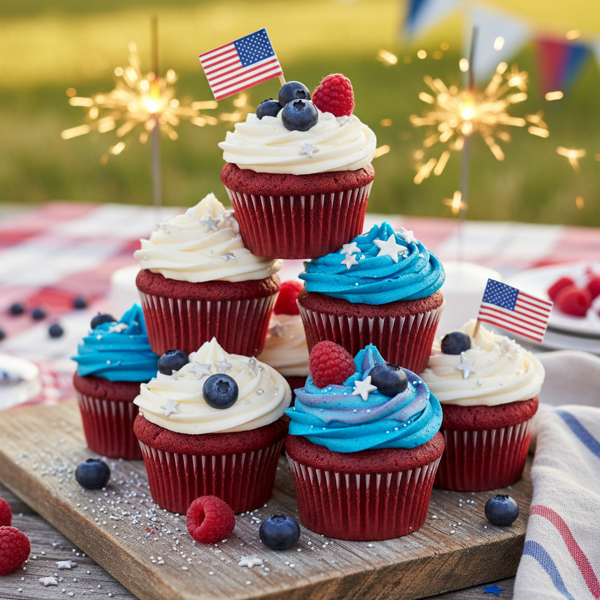 Red, White, and Blue Celebration Cupcakes recipe