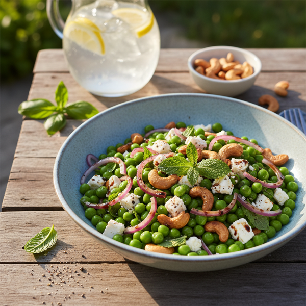 Refreshing Balsamic Cashew Pea Salad recipe