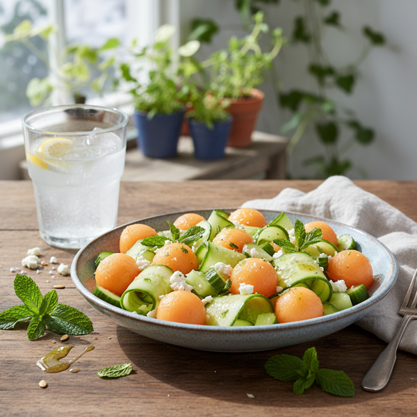 Refreshing Cantaloupe & Cucumber Summer Salad recipe