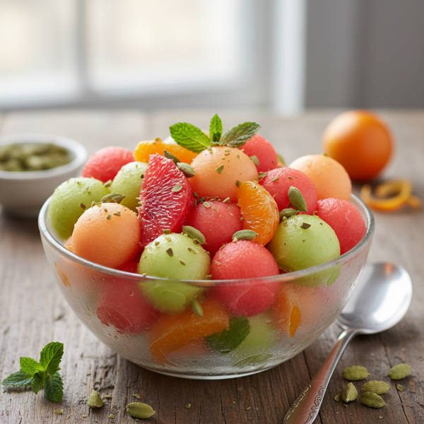 Refreshing Cardamom-Infused Melon and Citrus Medley recipe