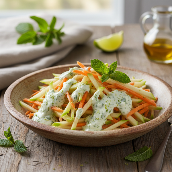 Refreshing Carrot and Green Apple Salad with Mint Yogurt Dressing recipe