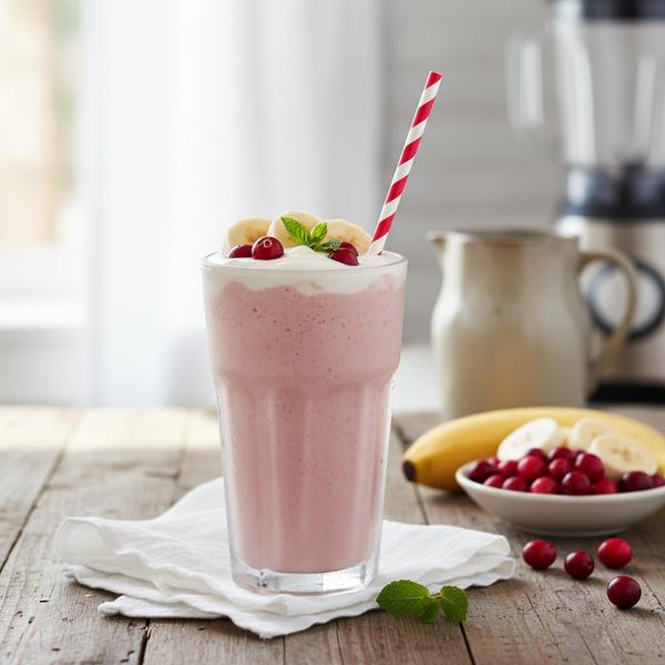Refreshing Cranberry Banana Yogurt Smoothie recipe