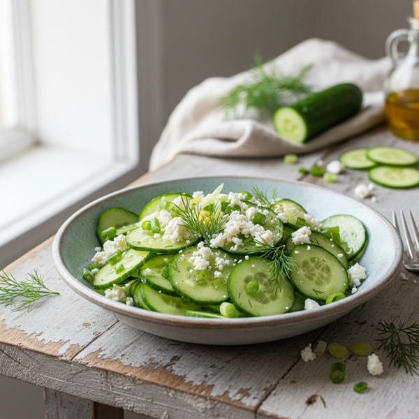 Refreshing Cucumber-Dill Salad with Feta and Scallions recipe