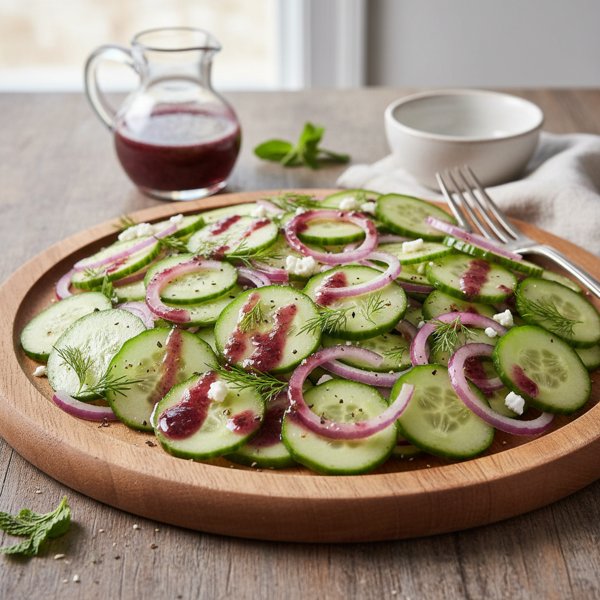 Refreshing Cucumber Salad with Zesty Red Wine Vinaigrette recipe