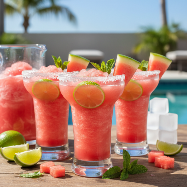 Refreshing Frozen Watermelon Lime Margaritas recipe