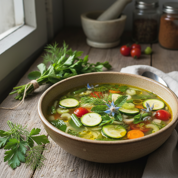 Refreshing Herb-Infused Vegetable Soup recipe