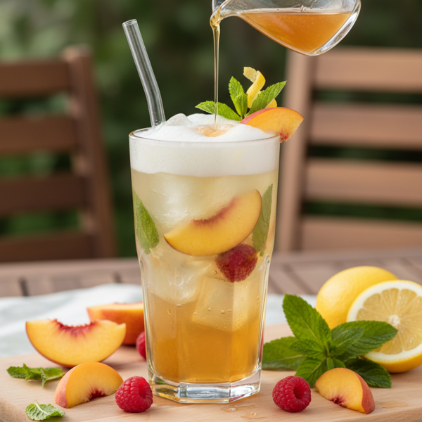 Refreshing Iced Peach Green Tea Lemonade recipe