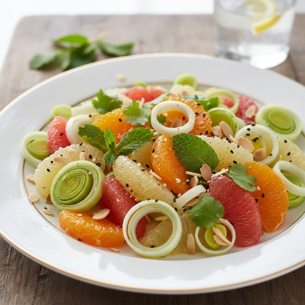 Refreshing Leek and Mandarin Citrus Salad recipe