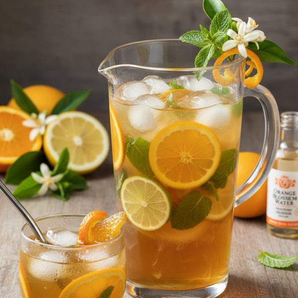 Refreshing Mint Citrus Iced Tea with Orange Blossom Essence recipe