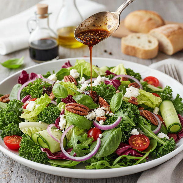 Refreshing Mixed Green Salad with Zesty Balsamic Vinaigrette recipe