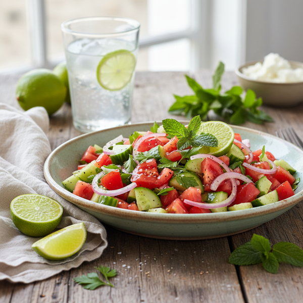 Refreshing Shirazi Salad with Mint and Lime recipe