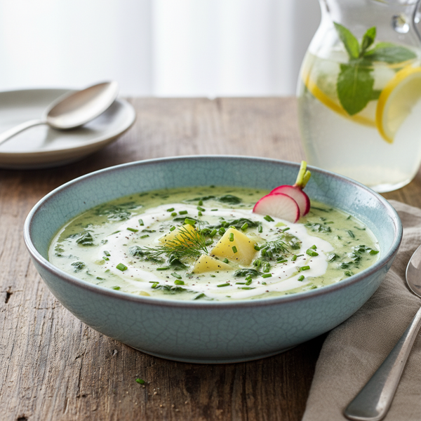 Refreshing Spinach and Potato Buttermilk Soup recipe