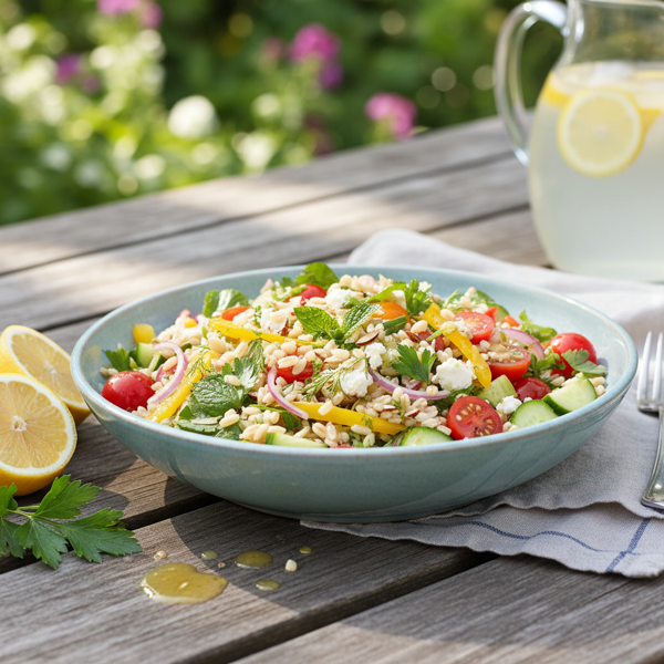 Refreshing Summer Farro Salad with Herbs and Veggies recipe