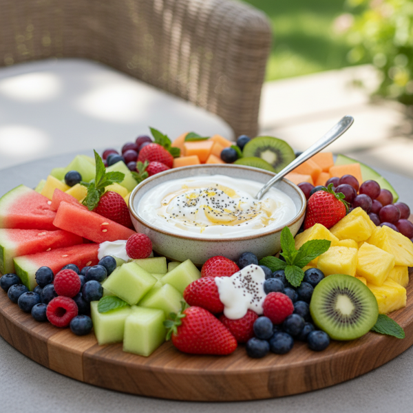 Refreshing Summer Fruit Platter with Creamy Dip recipe