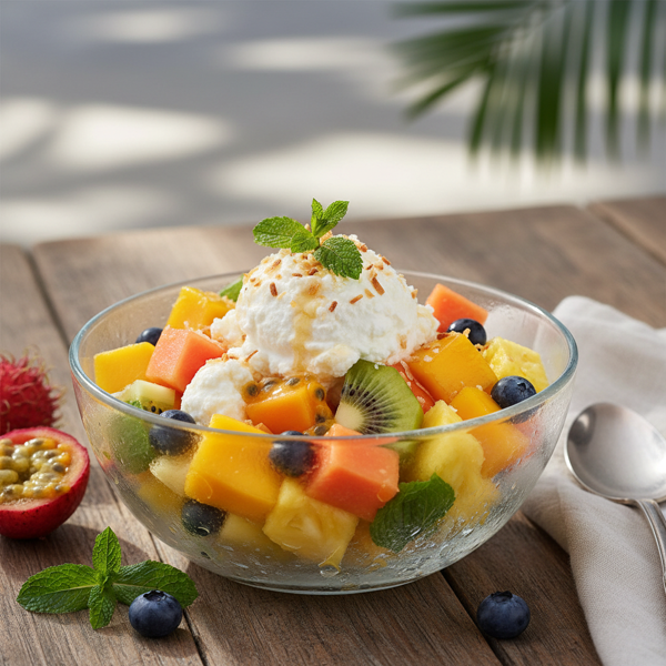 Refreshing Tropical Fruit Salad with Cottage Cheese recipe