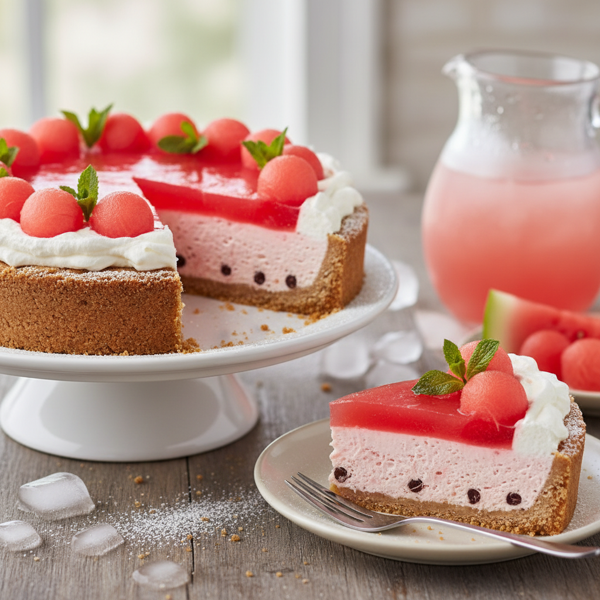 Refreshing Watermelon Cream Delight Pie recipe