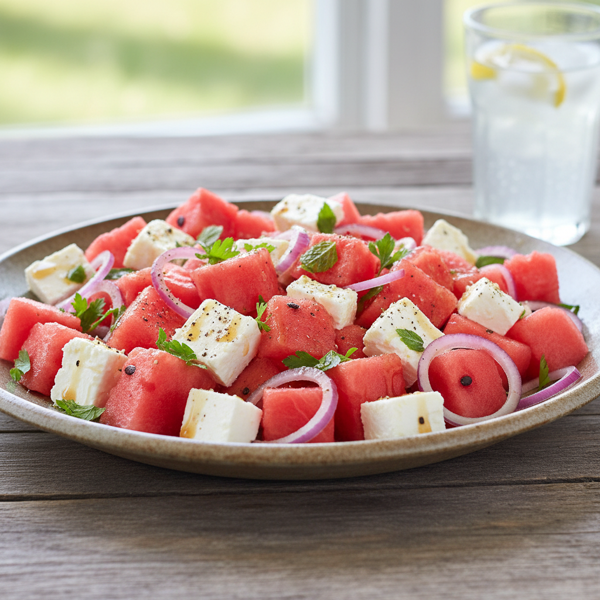 Refreshing Watermelon and Feta Salad with Red Onion recipe