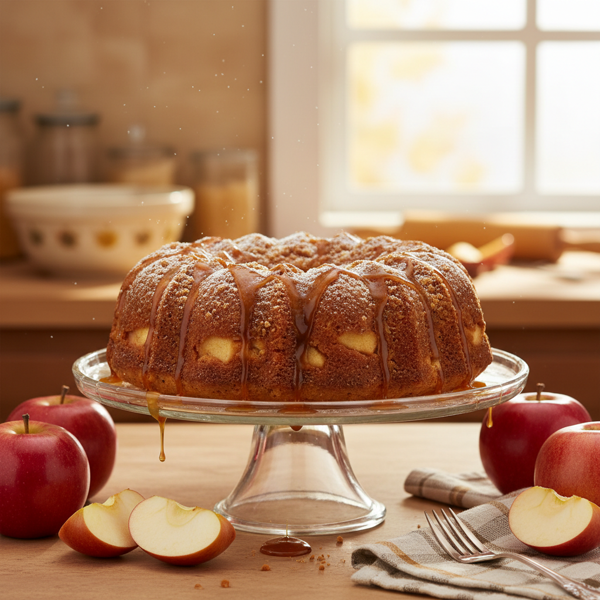 Retro Apple Delight Cake with Silky Caramel Drizzle recipe
