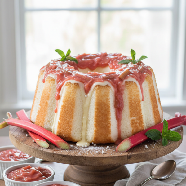 Rhubarb Dream Angel Cake recipe
