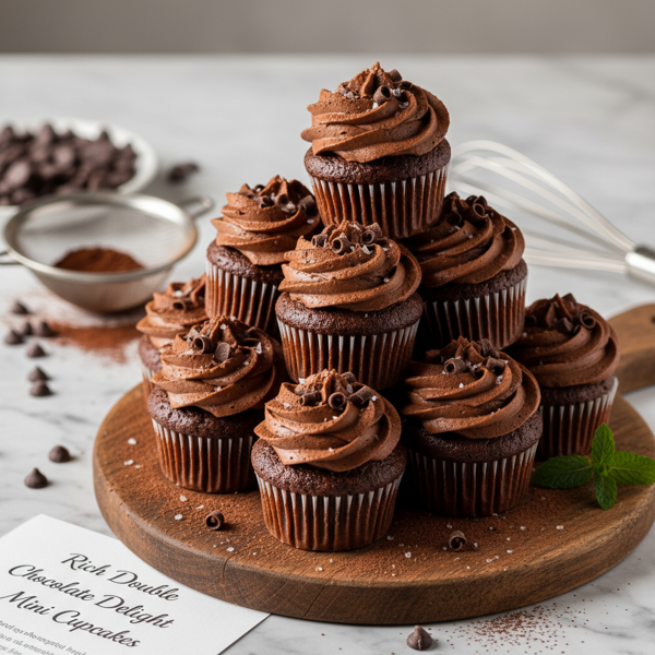 Rich Double Chocolate Delight Mini Cupcakes recipe