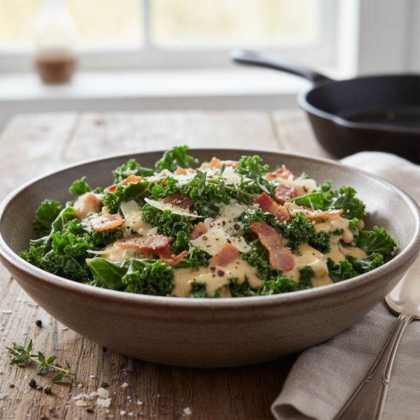 Rich and Creamy Bacon-Infused Kale recipe