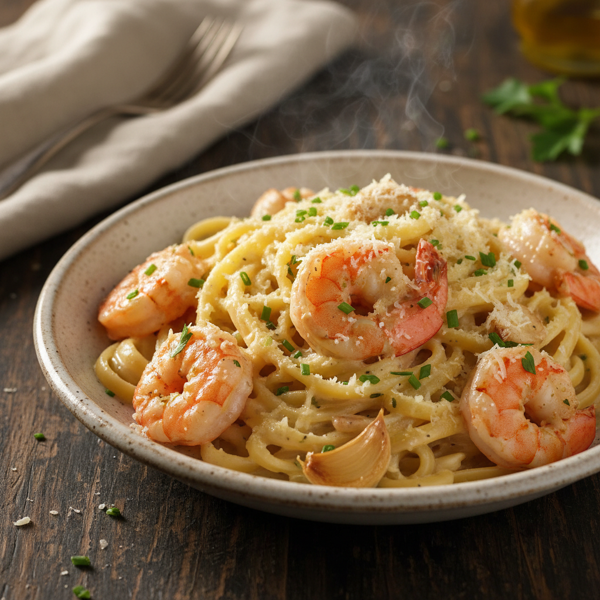 Rich and Creamy Parmesan Garlic Shrimp Pasta recipe