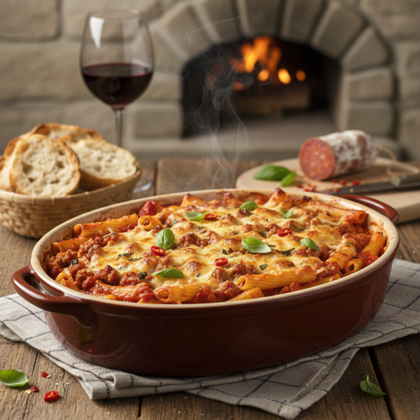 Richer Italian Baked Ziti with Spicy Sausage recipe