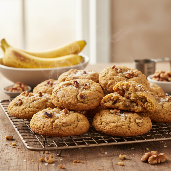 Ripe Banana Walnut Crunch Cookies recipe