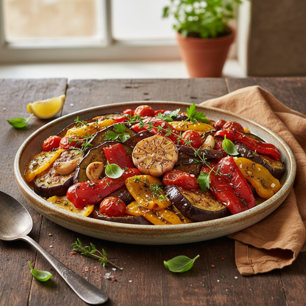 Roasted Aubergine and Red Pepper Medley recipe