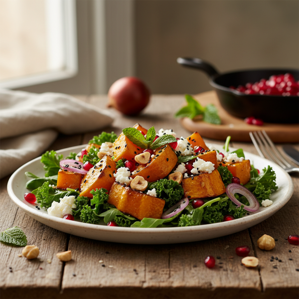 Roasted Butternut Squash and Hazelnut Salad with Feta recipe