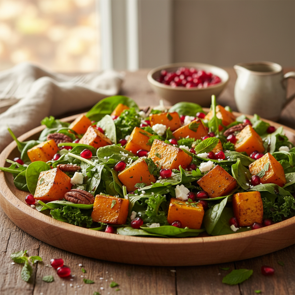 Roasted Butternut Squash and Pomegranate Autumn Salad recipe