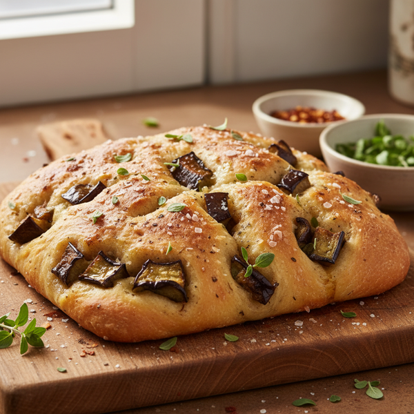 Roasted Eggplant and Oregano Stuffed Focaccia recipe