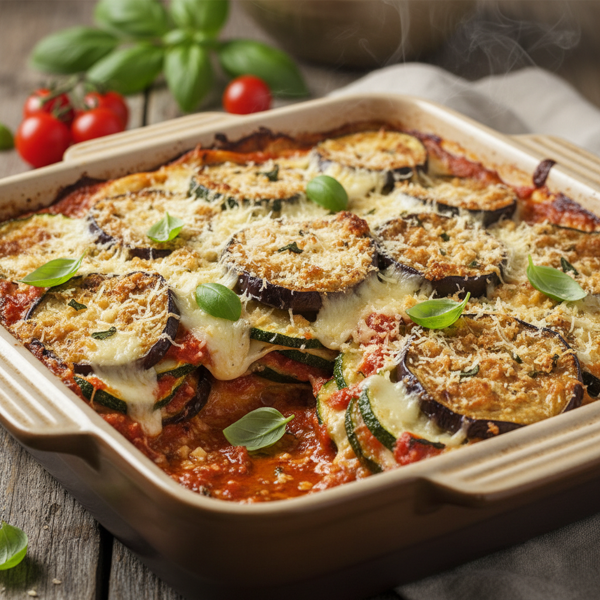 Roasted Eggplant and Zucchini Parmigiana recipe