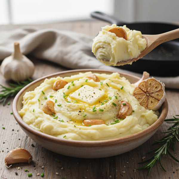 Roasted Garlic Creamy Mashed Potatoes recipe