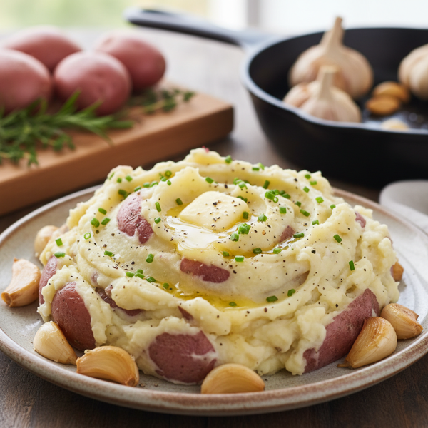 Roasted Garlic Creamy Mashed Red Potatoes recipe