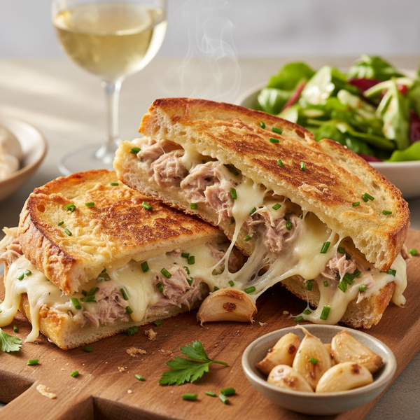 Roasted Garlic Tuna & Gruyere Delight Panini recipe