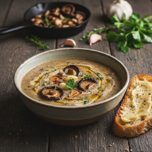 Roasted Garlic and Mushroom Delight Soup recipe