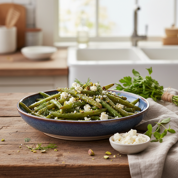 Roasted Green Beans with Herbed Feta Delight recipe