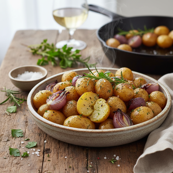 Roasted Shallots and Herb-Infused Baby Potatoes recipe