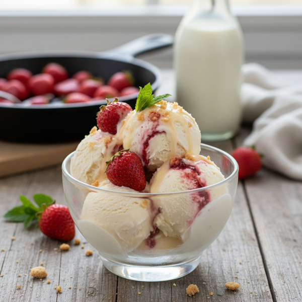 Roasted Strawberry Buttermilk Delight Ice Cream recipe