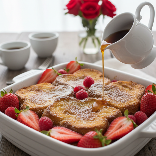 Romantic Heart-Shaped French Toast Casserole recipe
