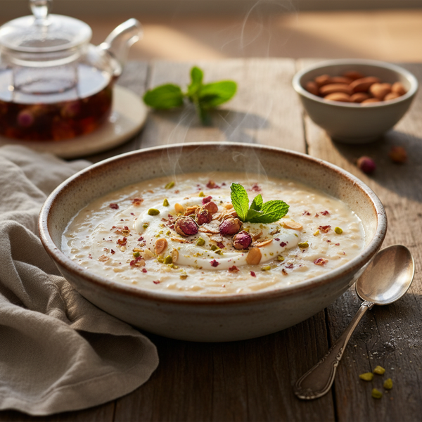 Rose & Almond Infused Vegan Brown Rice Pudding recipe